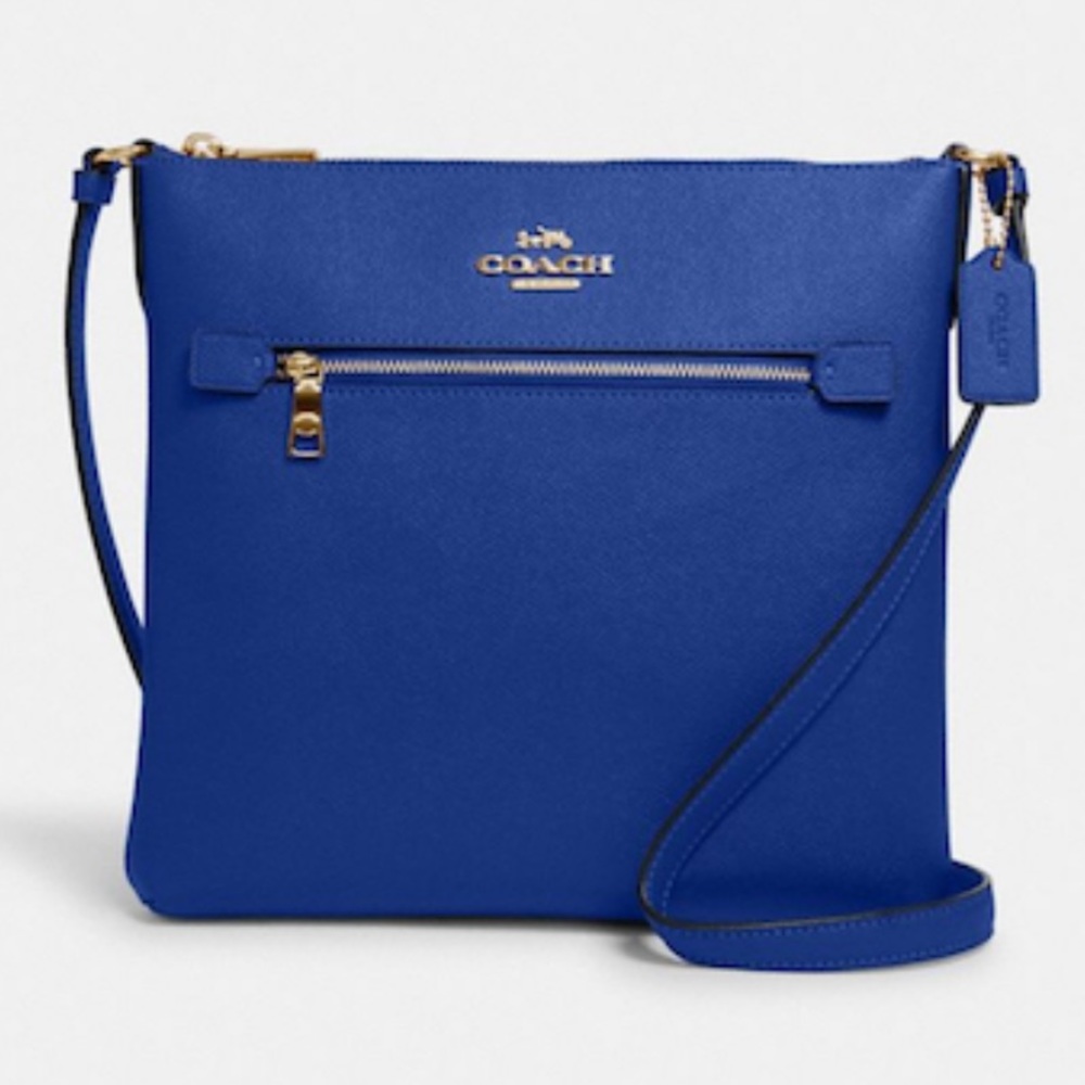 Coach Rowan File Bag Crossbody Gold/Sport Blue - Picture 1 of 4